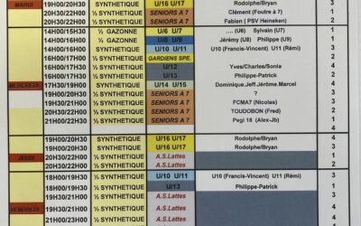 Planning des séances d’entraînement